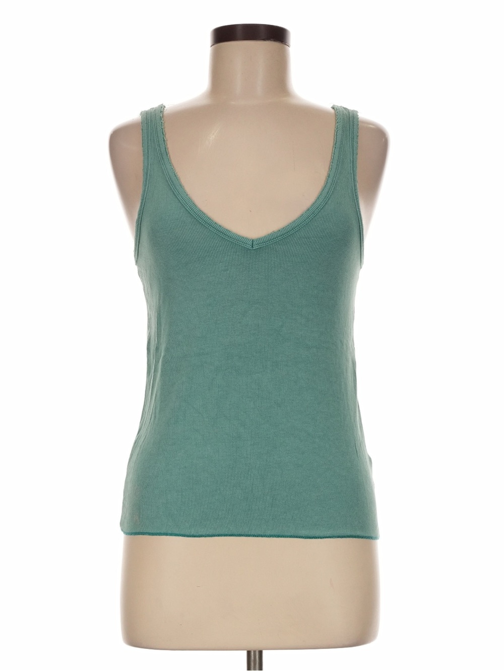 New: POL Ribbed V-Neck Boho Green Tank Top• Small